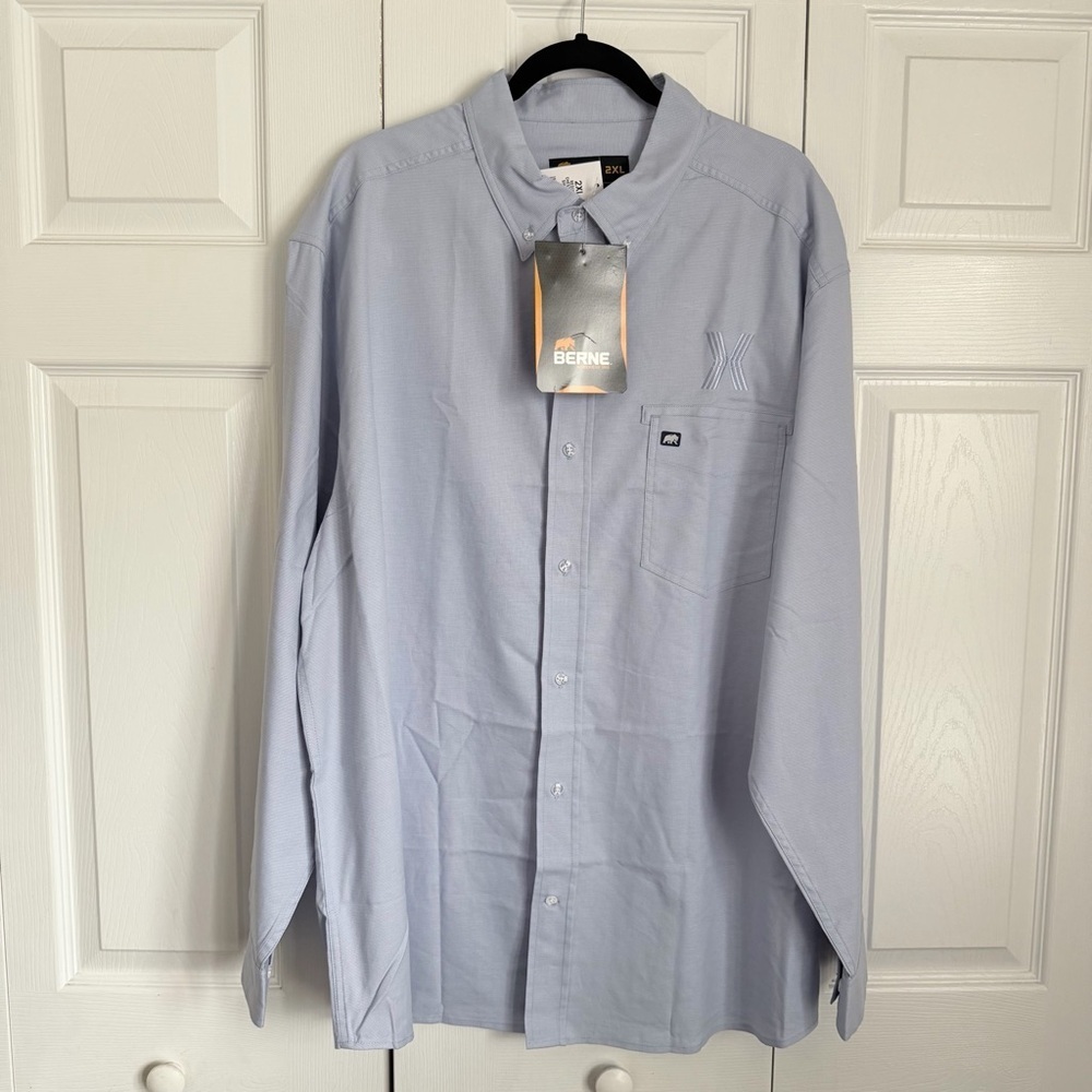 Berne Flex180 Foreman Shirt Mens 2XL  Long Sleeve Button Down Workwear Farming - Picture 2 of 13